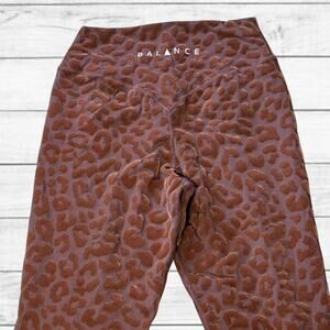 68. Balance Athletica Brown Velour Leopard Print Hi-Waisted Leggings Size L